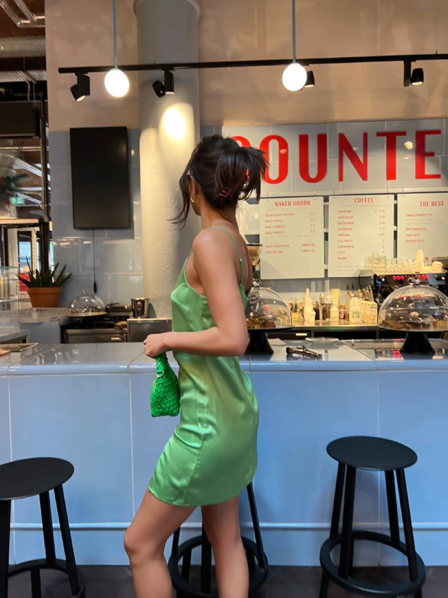 Green Satin Split Front Mini-Dress sold by Glamorous product image thumbnail 3