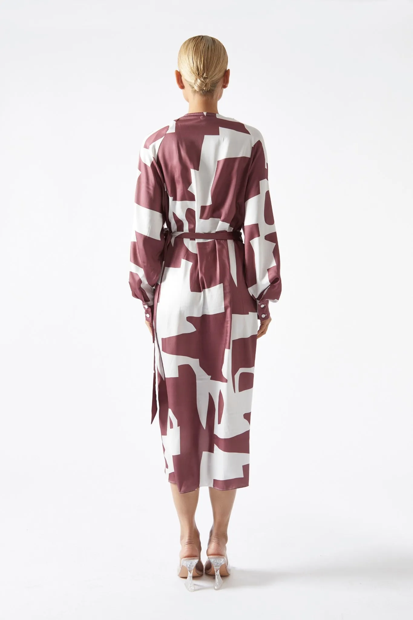Dark-Rose Abstract Wrap Midi-Dress sold by Glamorous product image thumbnail 3