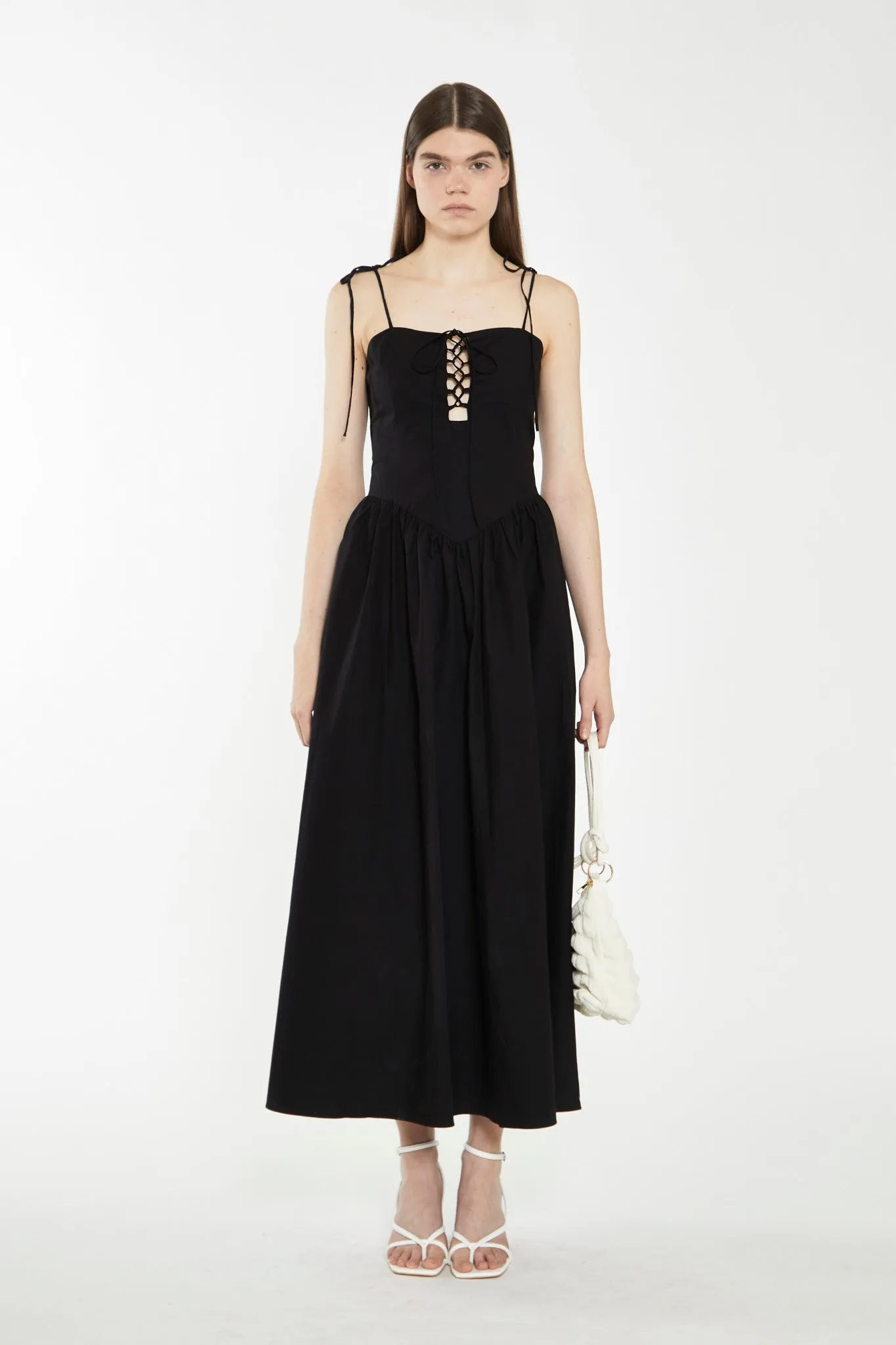 Black Lace-Up Bodice Maxi Dress sold by Glamorous
