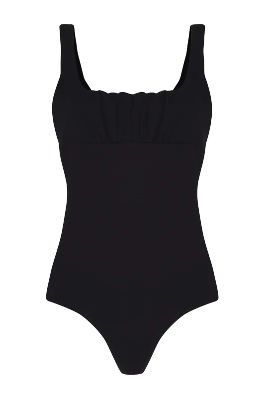 Glamorous Black Ruched Front Body Suit made by Glamorous