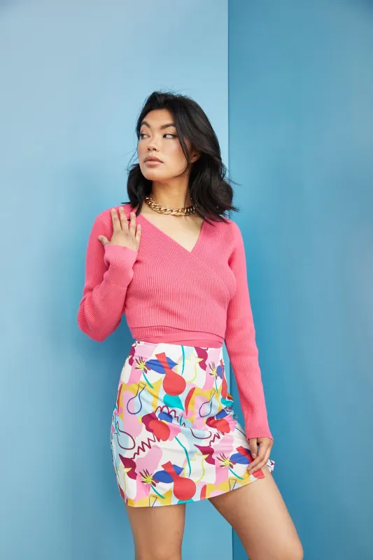 Glamorous Care Abstract Rainbow Print Side Split Mini Skirt made by Glamorous