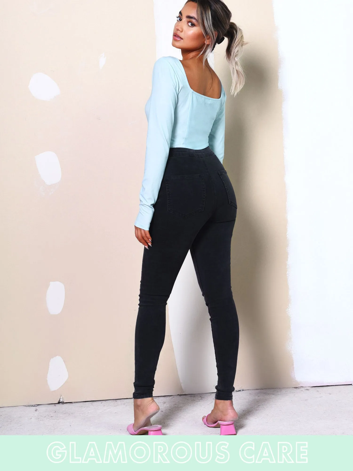 Glamorous Care Light Blue Square Neck Bodysuit sold by Glamorous product image thumbnail 3