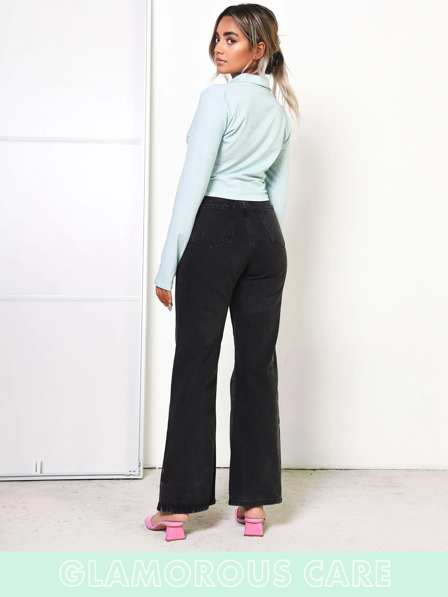 Glamorous Care Light Blue Cropped Collar Shirt sold by Glamorous product image thumbnail 2