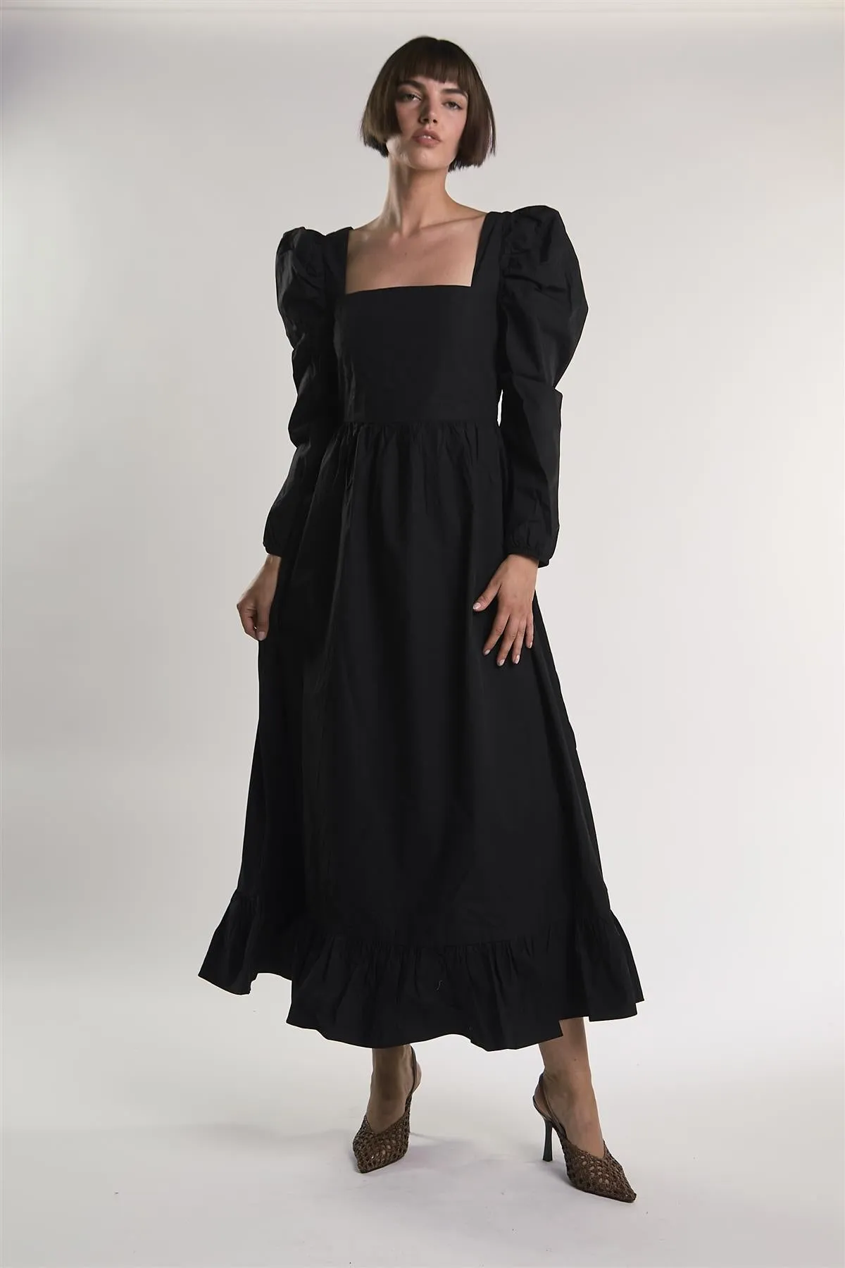 Black Puff-Long-Statement-Sleeve Maxi-Dress sold by Glamorous