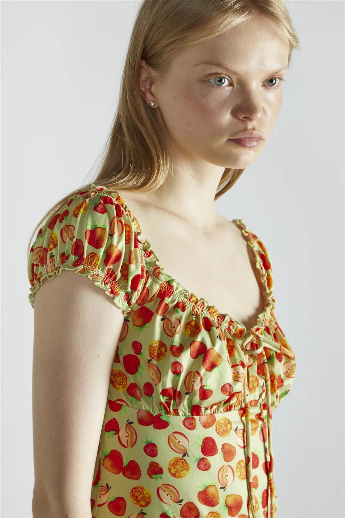Apple-Green-Fruit Short-Sleeve-A-Line Mini-Dress sold by Glamorous product image thumbnail 4