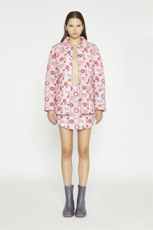 Pink Red Vintage Floral A-Line Mini-Skirt made by Glamorous