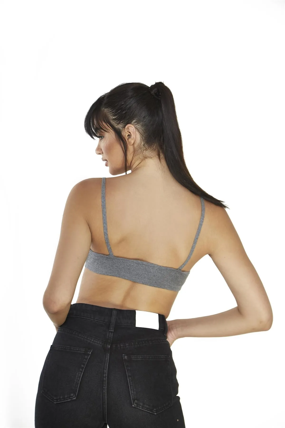 Dark Grey Marl Ribbed-Bralette sold by Glamorous product image thumbnail 2