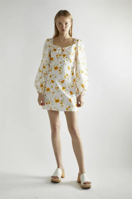 Marigold Floral A-Line Mini-Dress sold by Glamorous