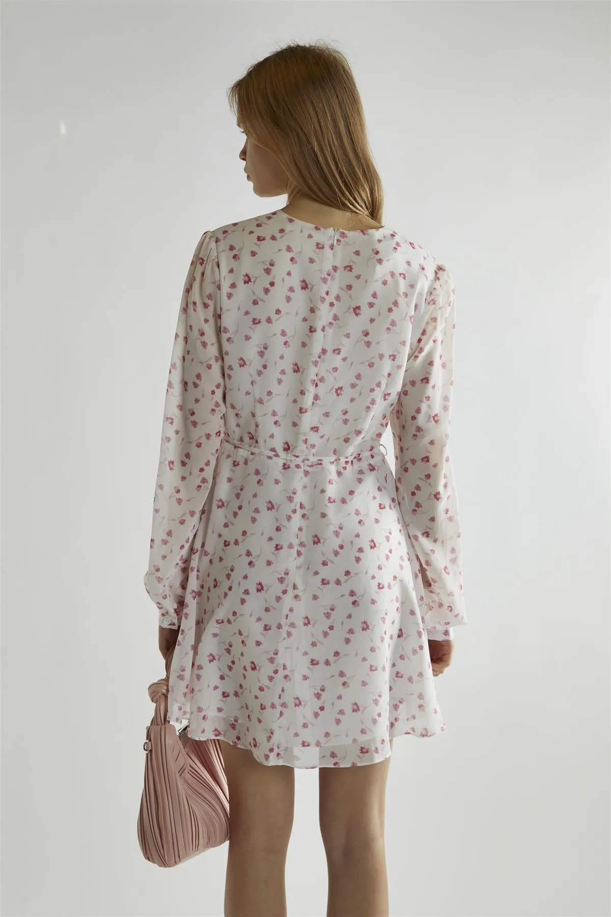 Pink Watercolour-Floral V-Neck Mini-Dress sold by Glamorous product image thumbnail 2
