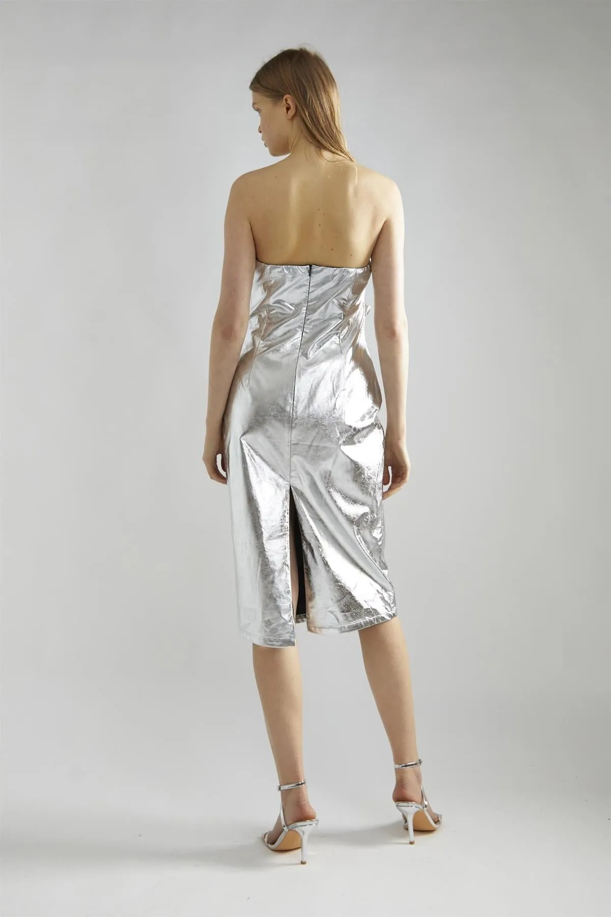 Silver-PU Strapless Midaxi-Dress sold by Glamorous product image thumbnail 2