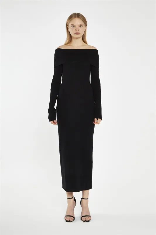 Black Bardot Knitted Midi-Dress sold by Glamorous