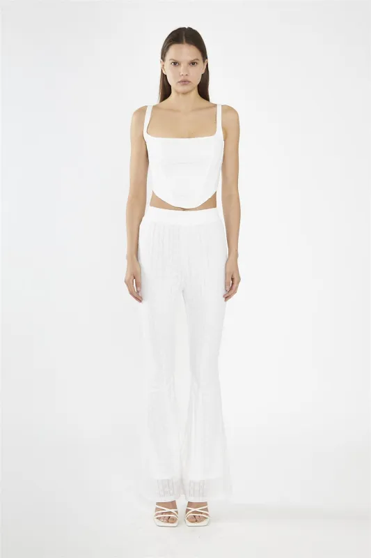 Off-White Lace High Waisted Flared Trousers sold by Glamorous