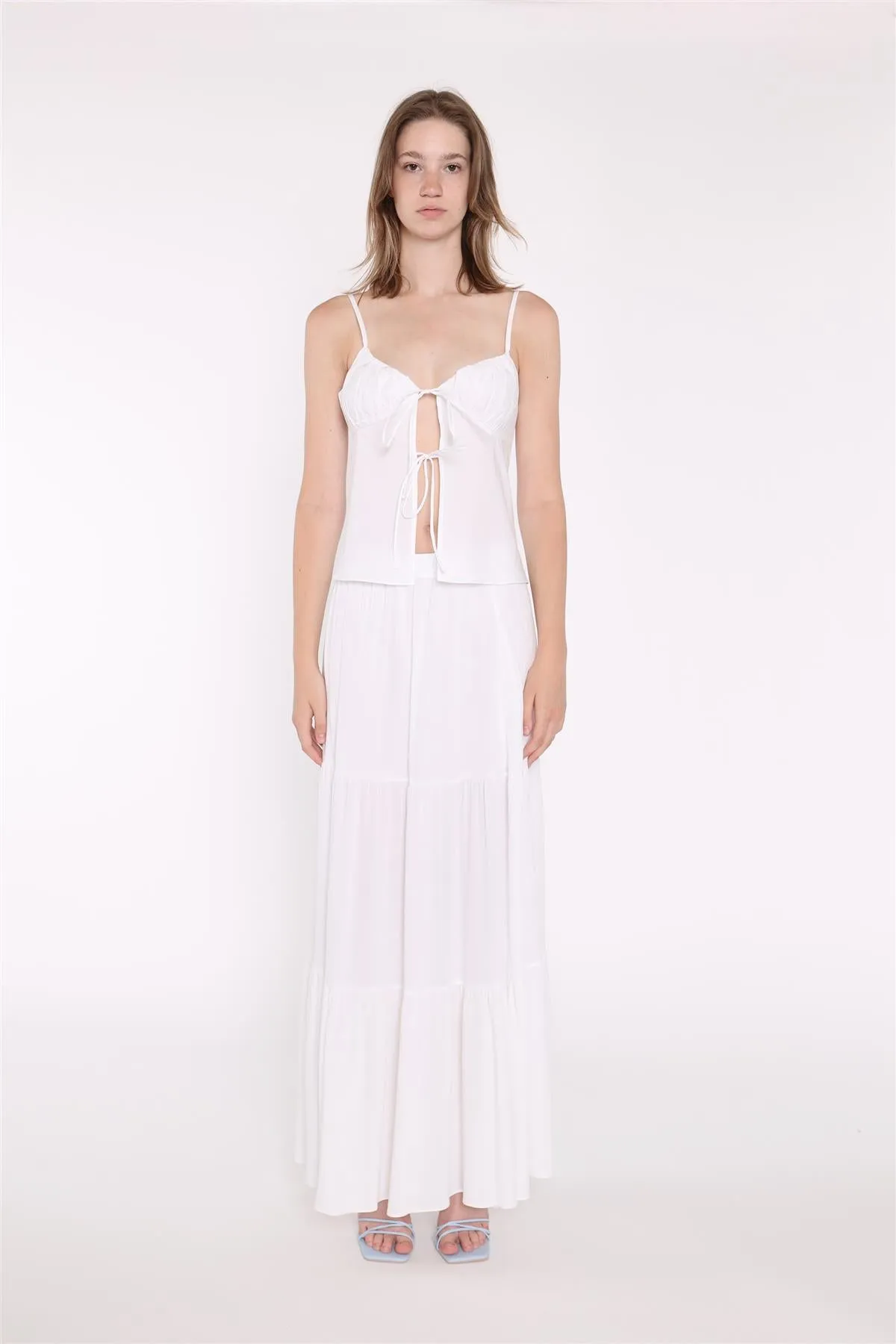 White Tie-Front Top sold by Glamorous