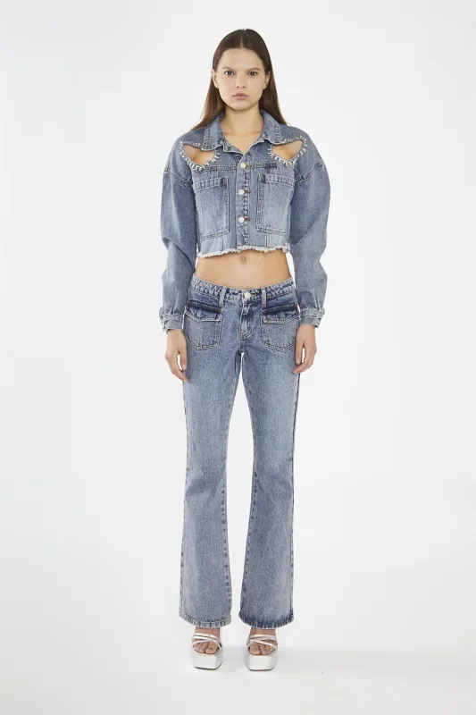 Heavy-Vintage Wash Flared -Jeans made by Glamorous