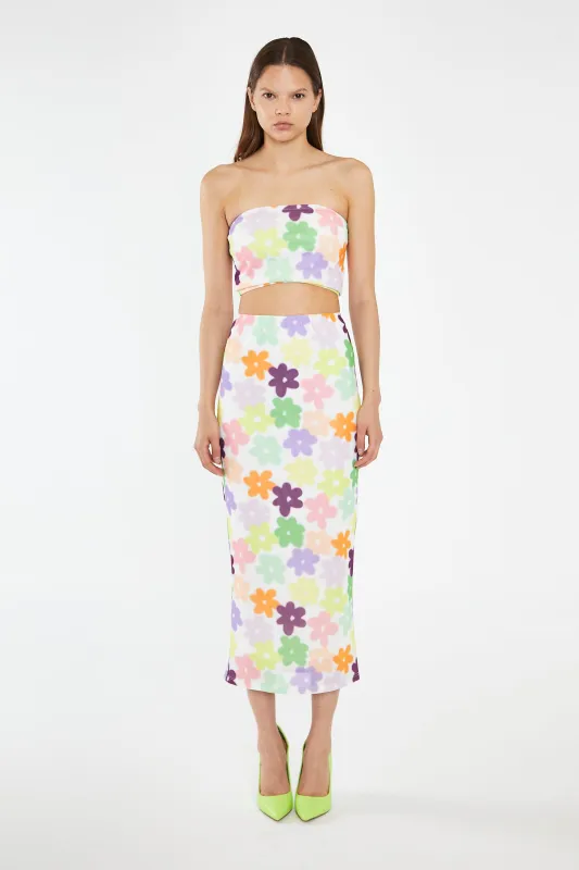 Multi-Flower Mesh Pencil Maxi-Skirt sold by Glamorous