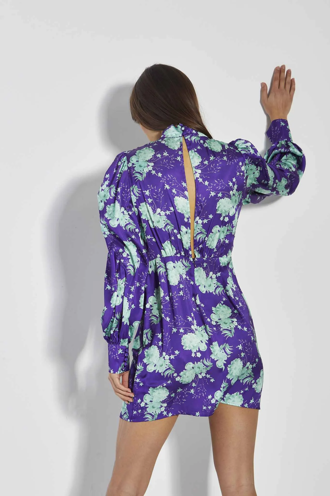 Glamorous Care Purple Green Floral Puff Sleeve Mini Dress sold by Glamorous product image thumbnail 2