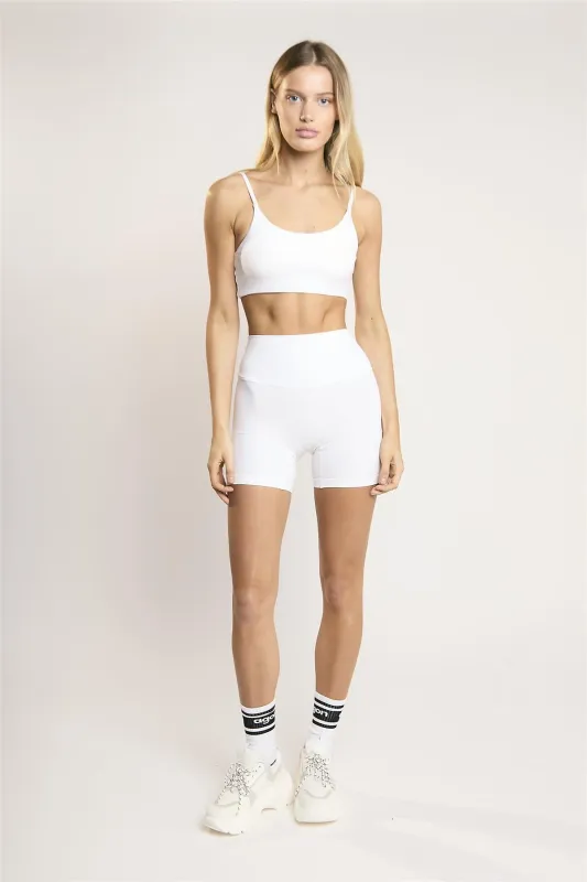 Signature White  Scoop-Neck Crop-Top sold by Glamorous