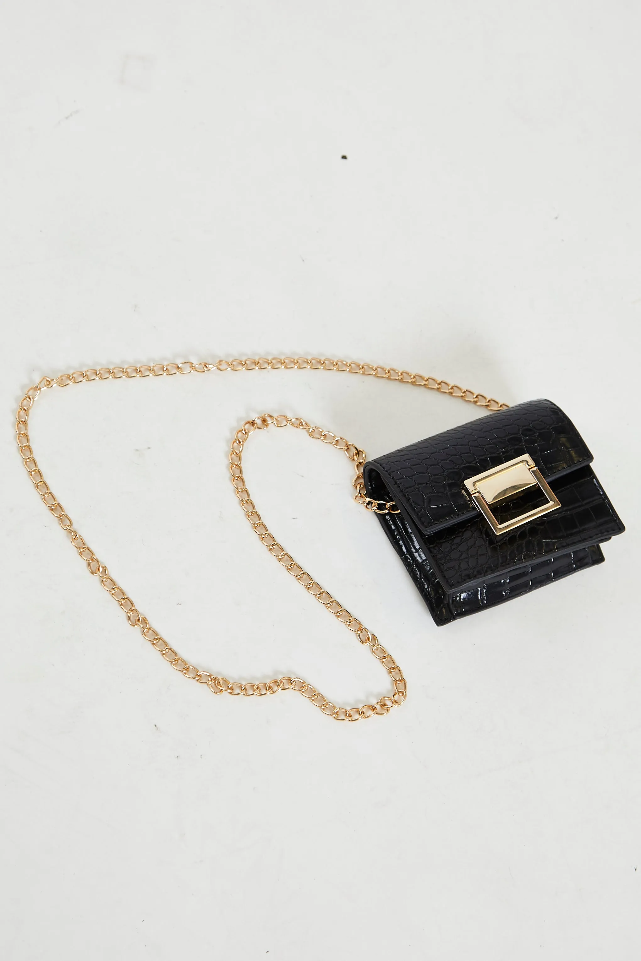 Black Buckle Chain Square Cross-Body Bag sold by Glamorous