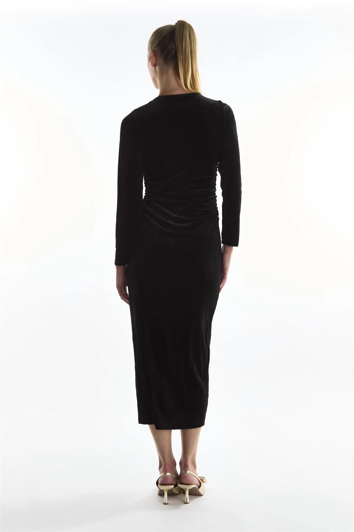 Ruched Front Maxi Dress - Black Velvet sold by Glamorous product image thumbnail 2