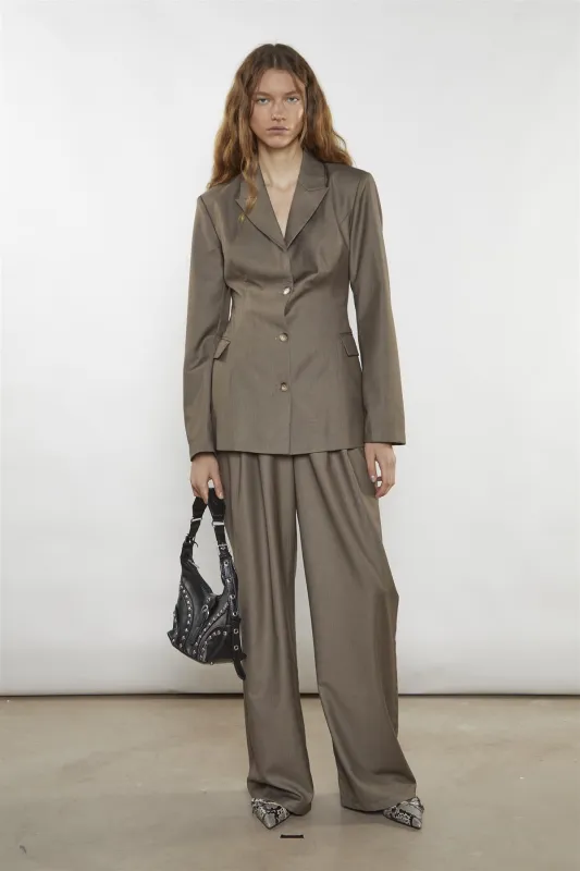 Taupe-Brown Fitted Blazer sold by Glamorous