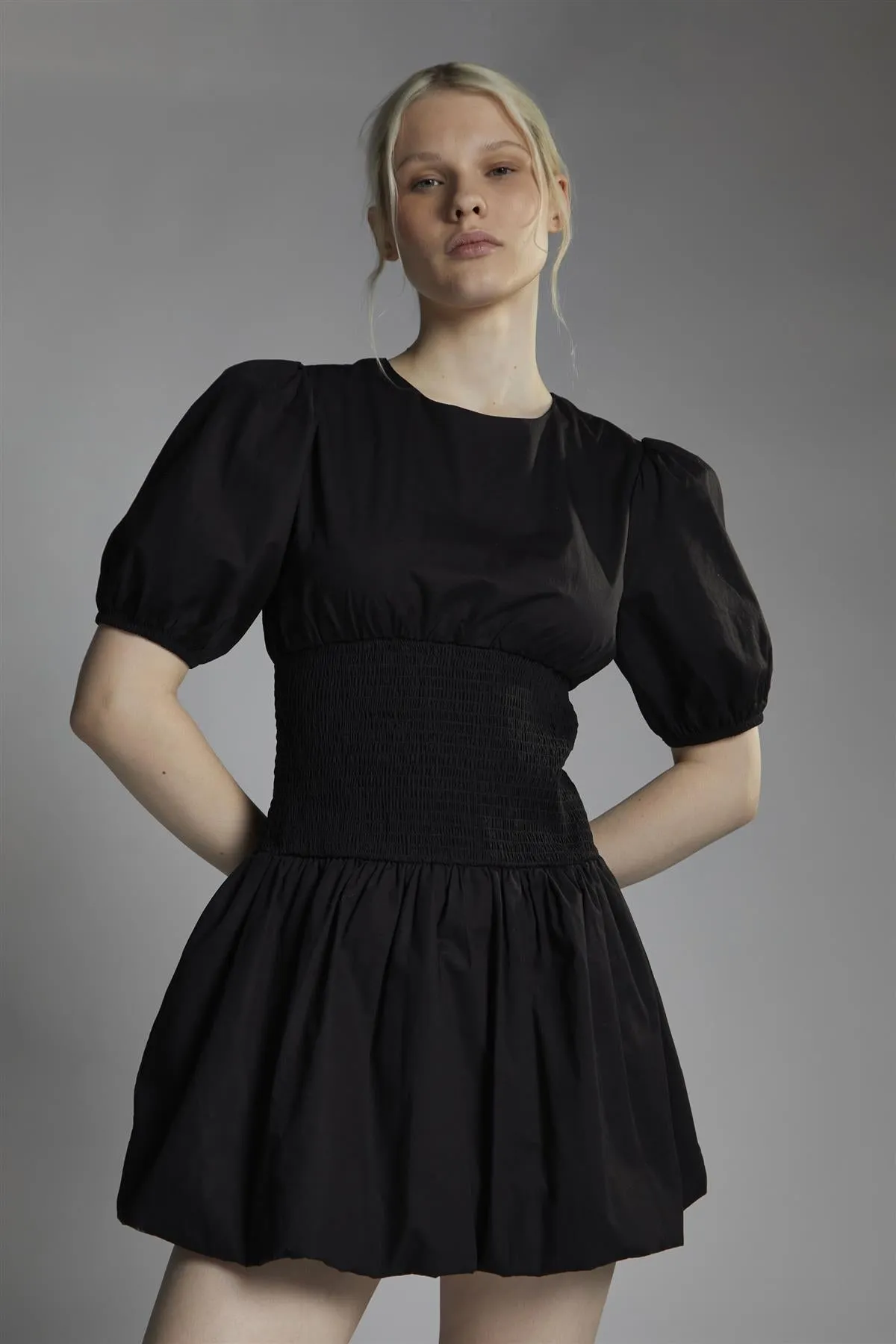 Shirred Bubble Hem Mini Dress - Black sold by Glamorous product image thumbnail 3