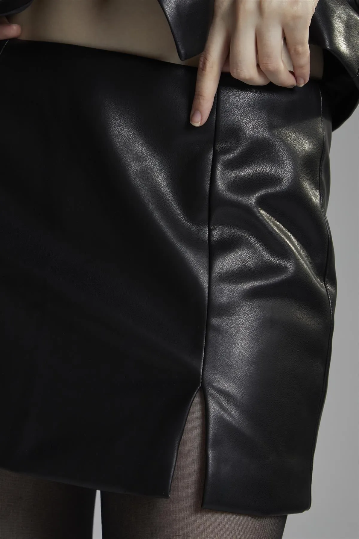 Black Faux-Leather Mini-Skirt sold by Glamorous product image thumbnail 4