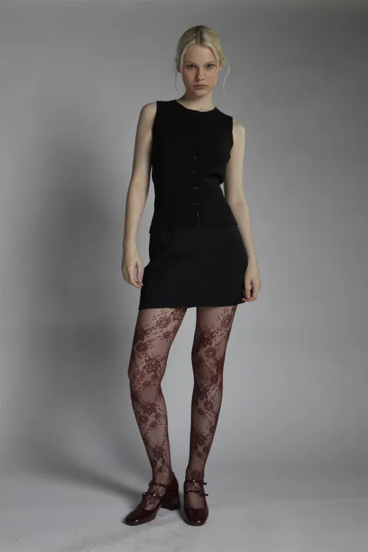 Black Button-Front-Vest Sleeveless-Top sold by Glamorous