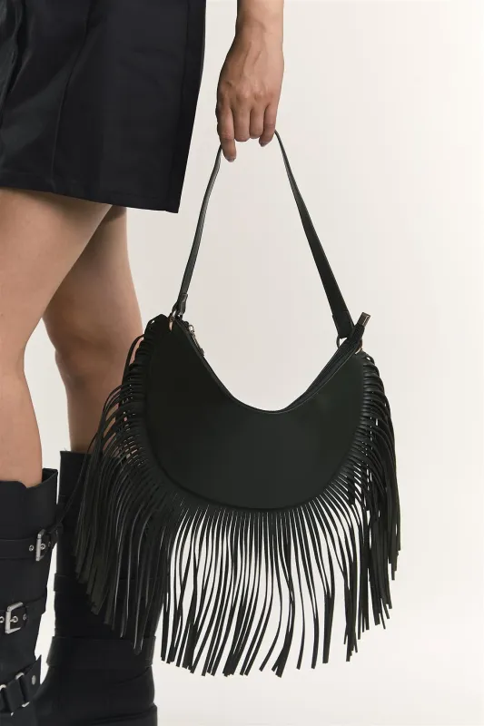 Olive Fringe Mini-Shoulder Bag made by Glamorous