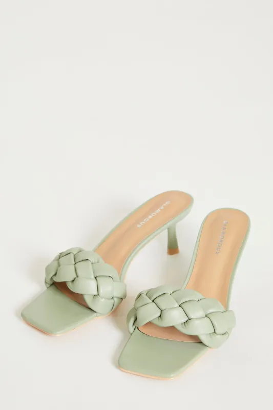 Glamorous Plaited Mint Mules sold by Glamorous