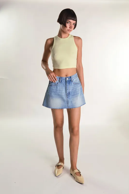 Lemon Sleeveless Ribbed Racerback Crop-Top sold by Glamorous
