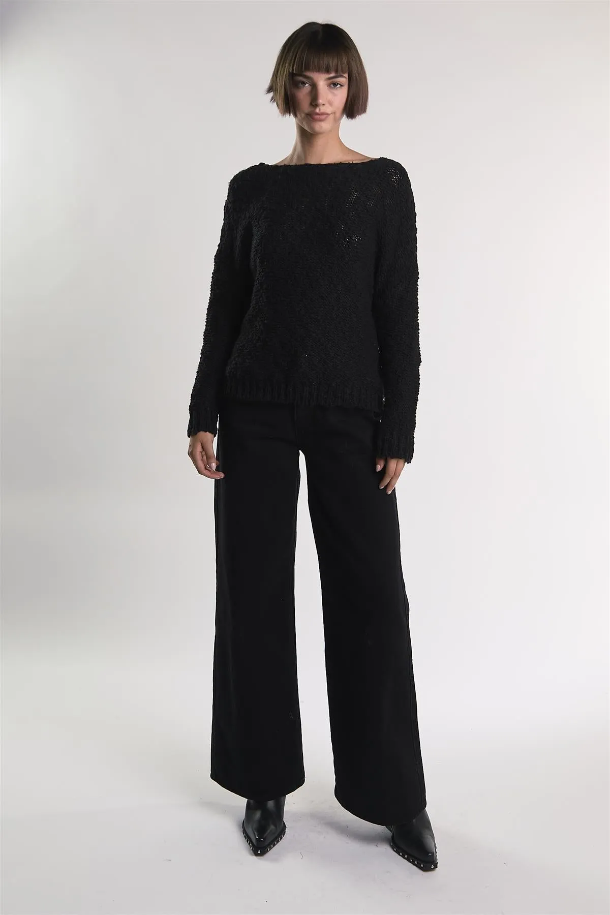 Black Knit Long-Sleeve-Pullover sold by Glamorous