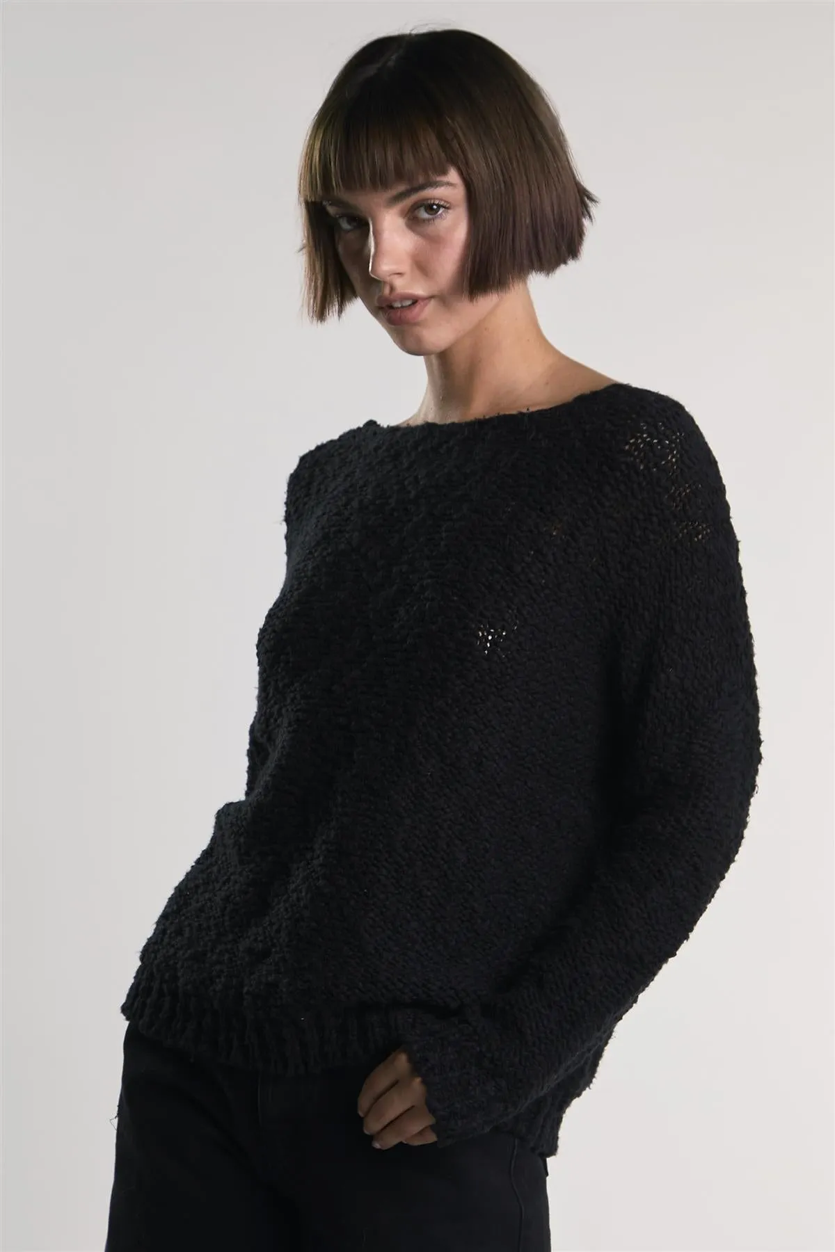Black Knit Long-Sleeve-Pullover sold by Glamorous product image thumbnail 3