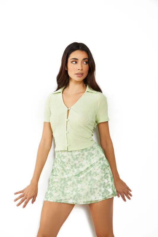 Glamorous Apple Green Ditsy Sheer Mini-Skirt made by Glamorous