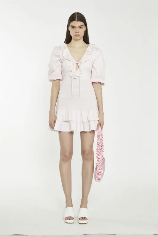 Light Pink Tie-Front V-Neck Mini-Dress made by Glamorous