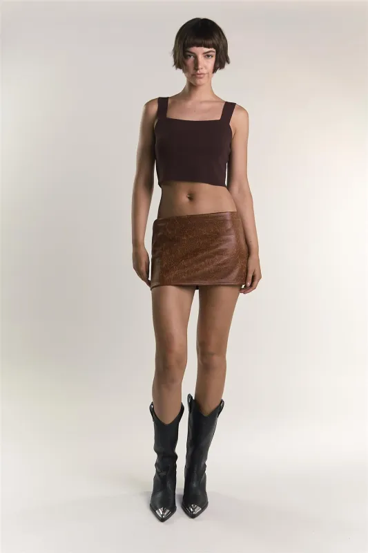 Chocolate-Brown Square-Neck-Top sold by Glamorous