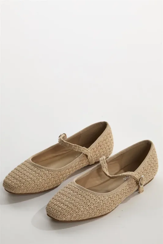 Raffia Mary-Jane Ballet-Flats sold by Glamorous