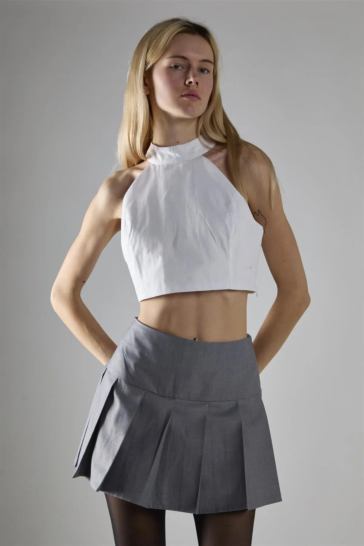 White Halter-Neck Crop-Top sold by Glamorous product image thumbnail 3