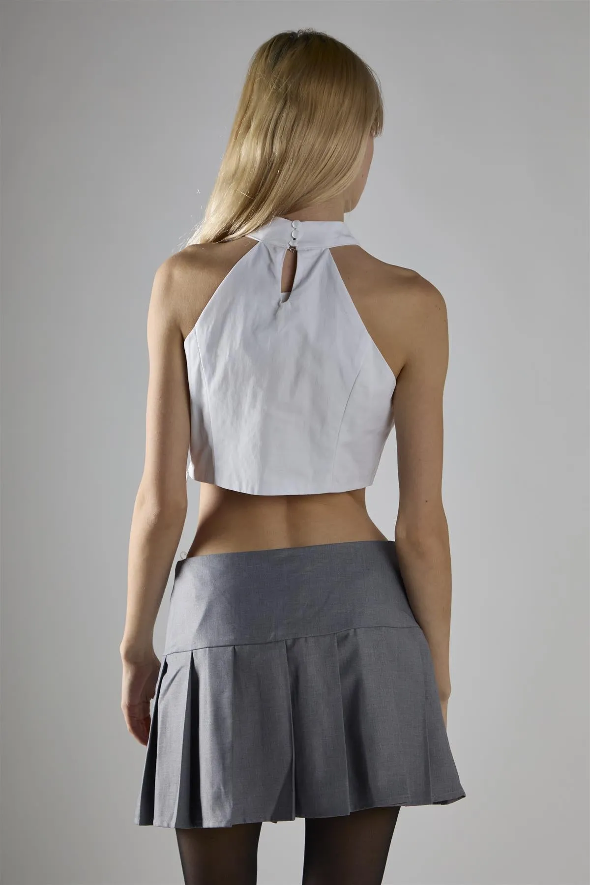White Halter-Neck Crop-Top sold by Glamorous product image thumbnail 2