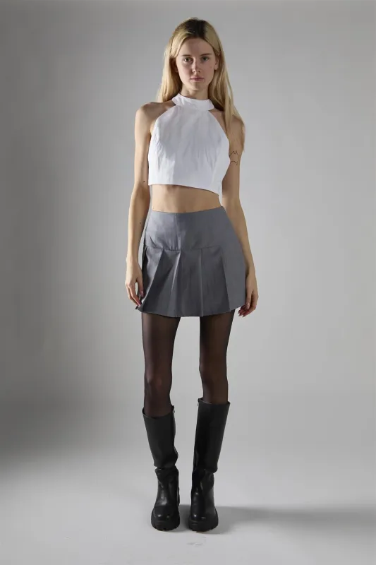 White Halter-Neck Crop-Top sold by Glamorous