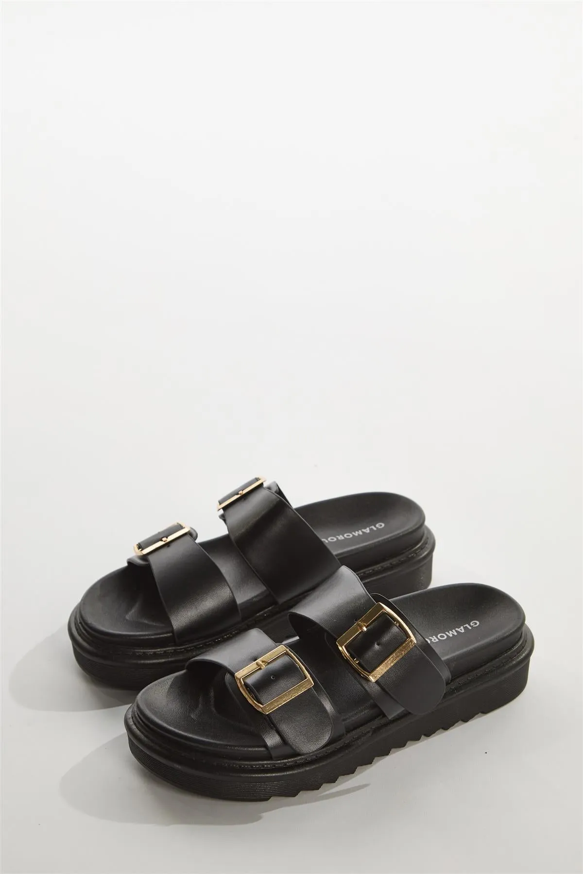 Black Double-Strap Sandals sold by Glamorous
