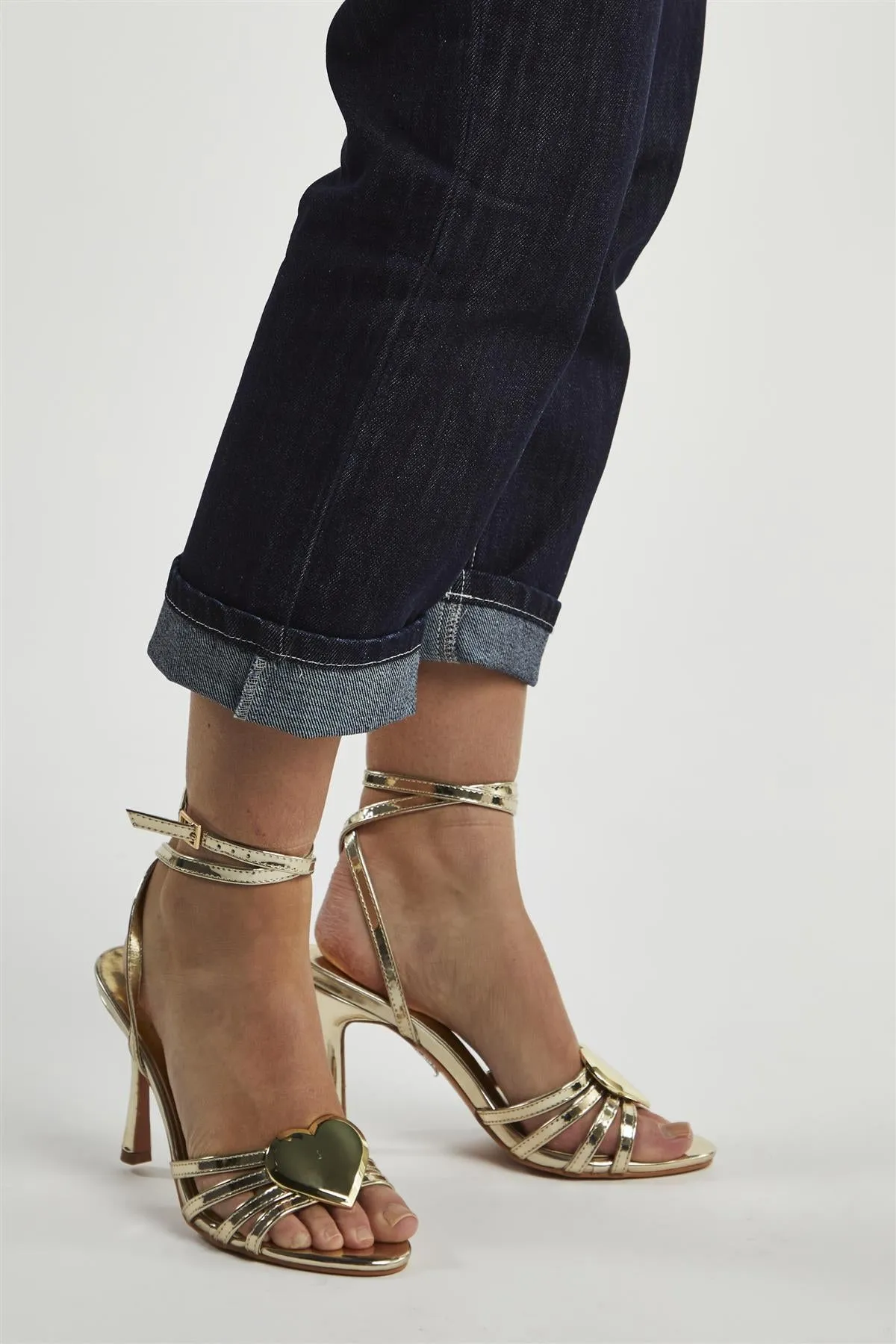 Gold Heart Strappy Heels sold by Glamorous