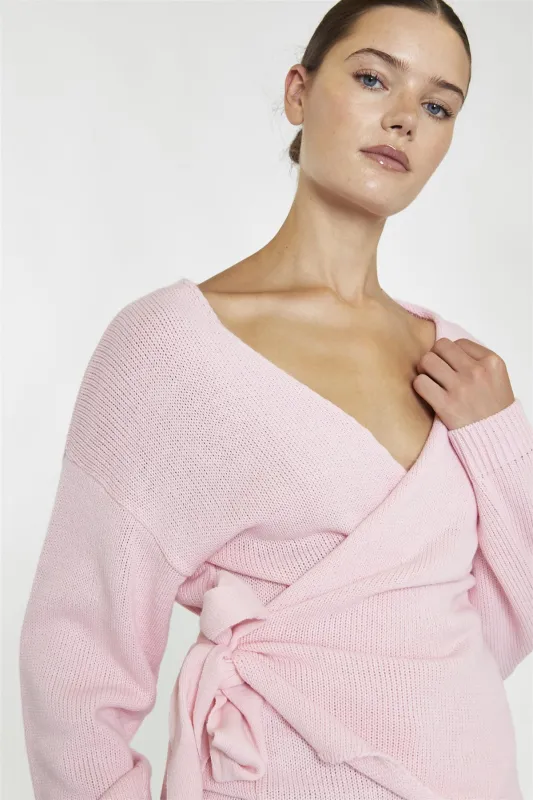Pretty-Pink Wrap -Cardigan sold by Glamorous