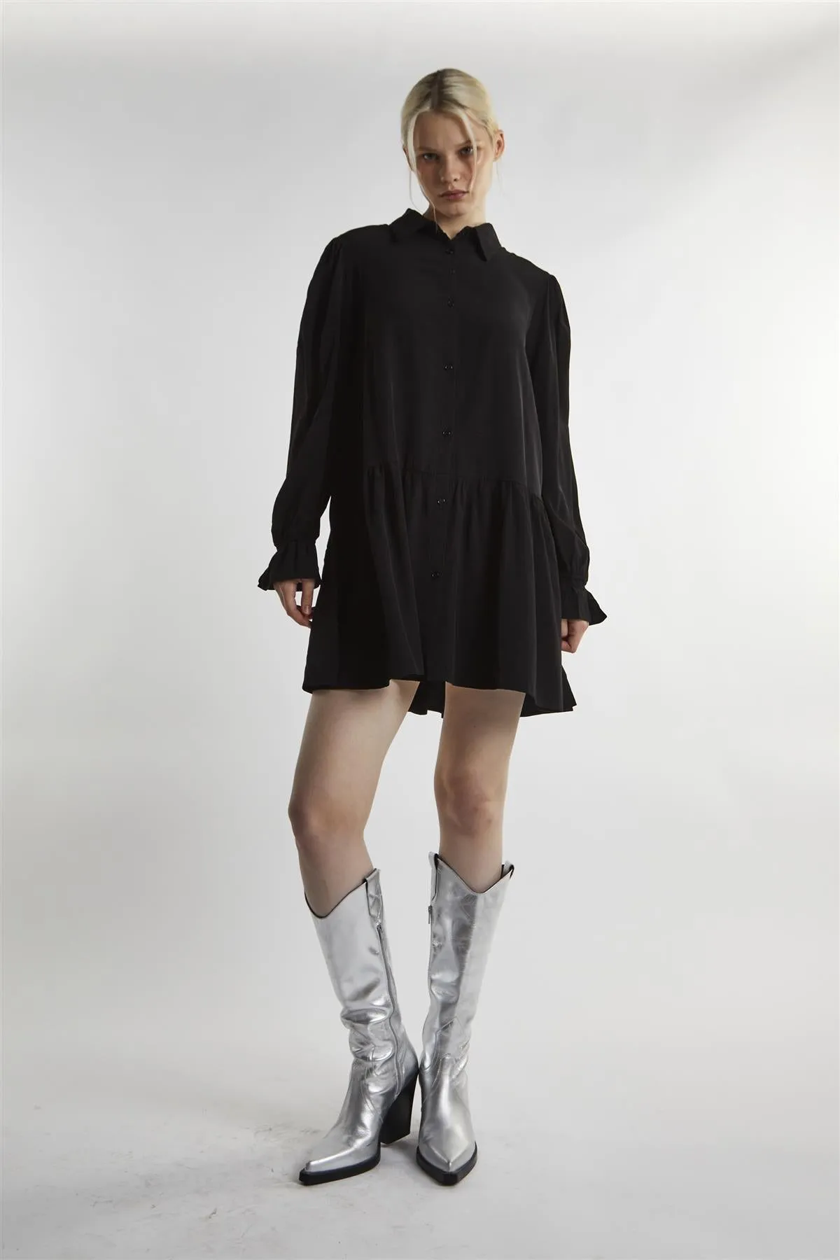 Black Collared Mini-Dress sold by Glamorous