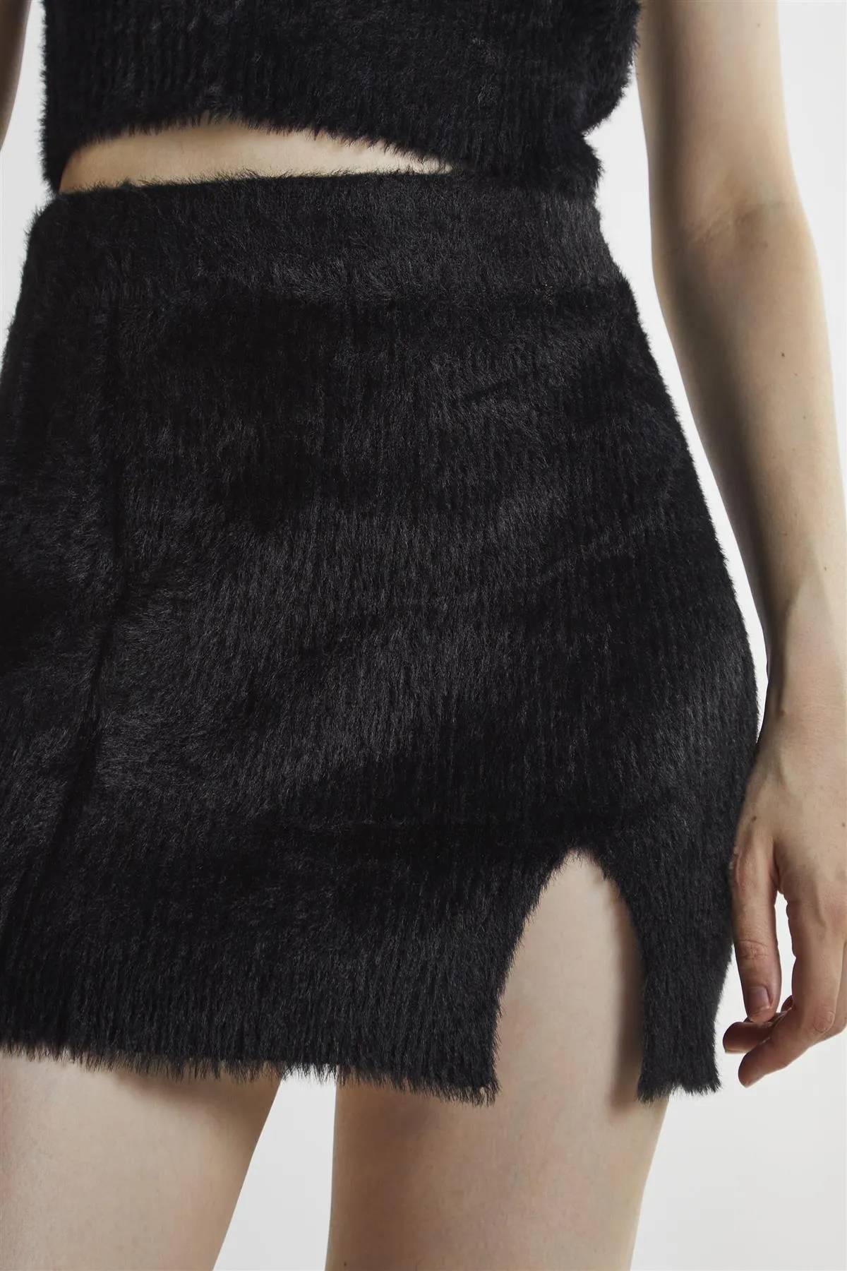 Black Fluffy-Knit Mini-Skirt sold by Glamorous product image thumbnail 4