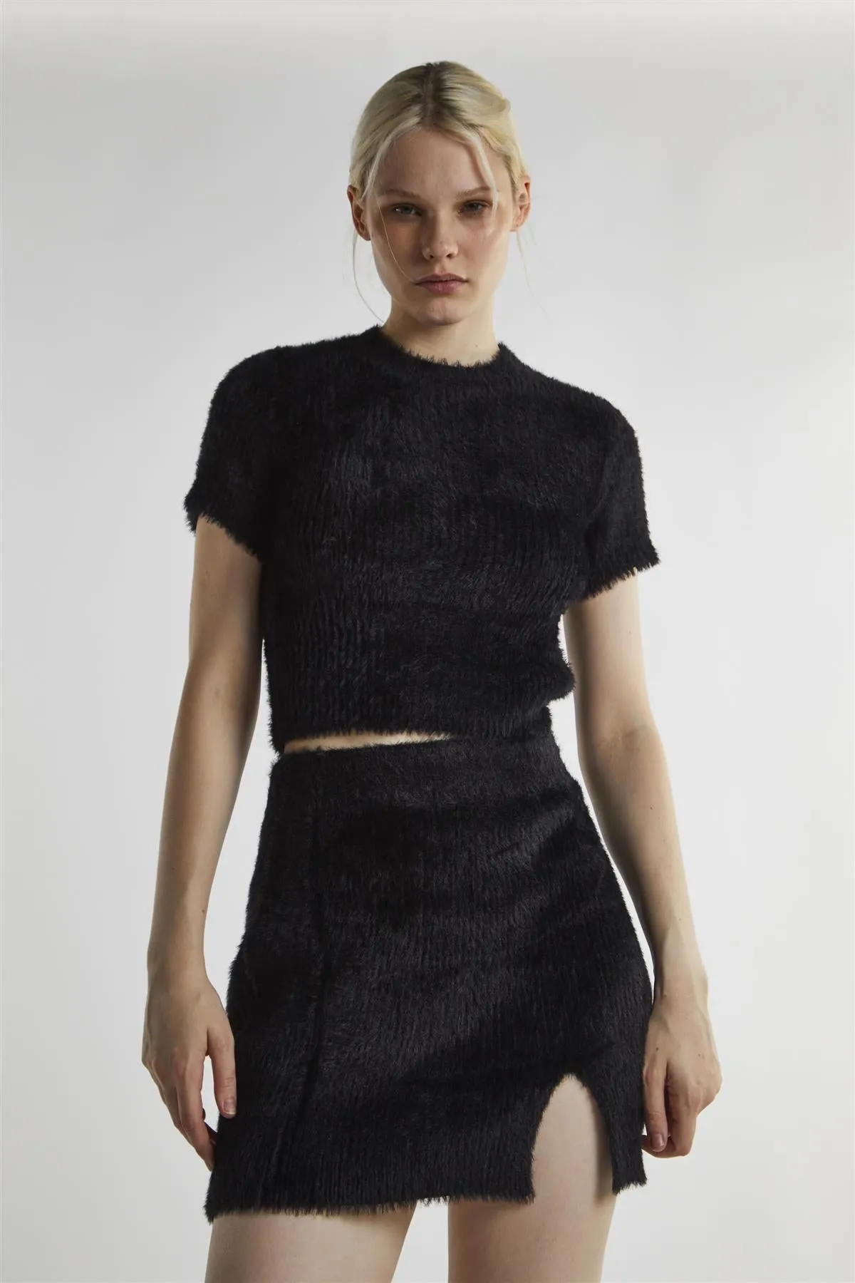 Black Fluffy-Knit Mini-Skirt sold by Glamorous product image thumbnail 3