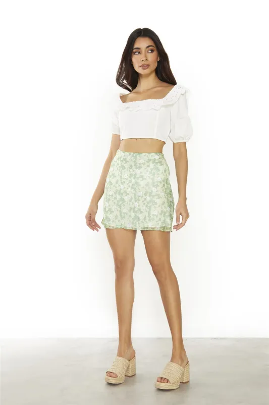 Off-White Lace Frill Crop-Tops sold by Glamorous