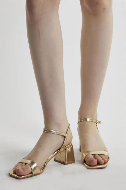 Gold Block-Heel Shoe sold by Glamorous