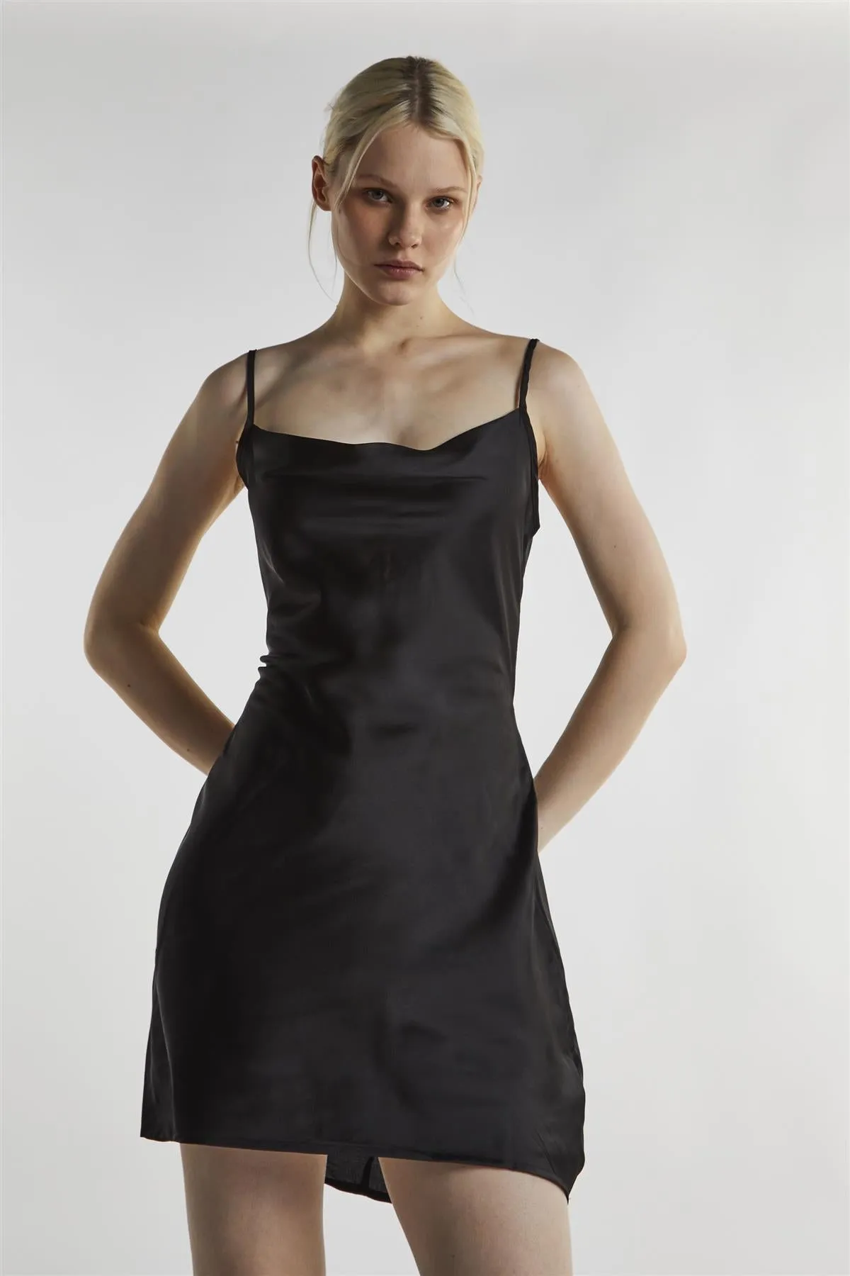 Black-Satin Tie-Back Mini-Dress sold by Glamorous product image thumbnail 3