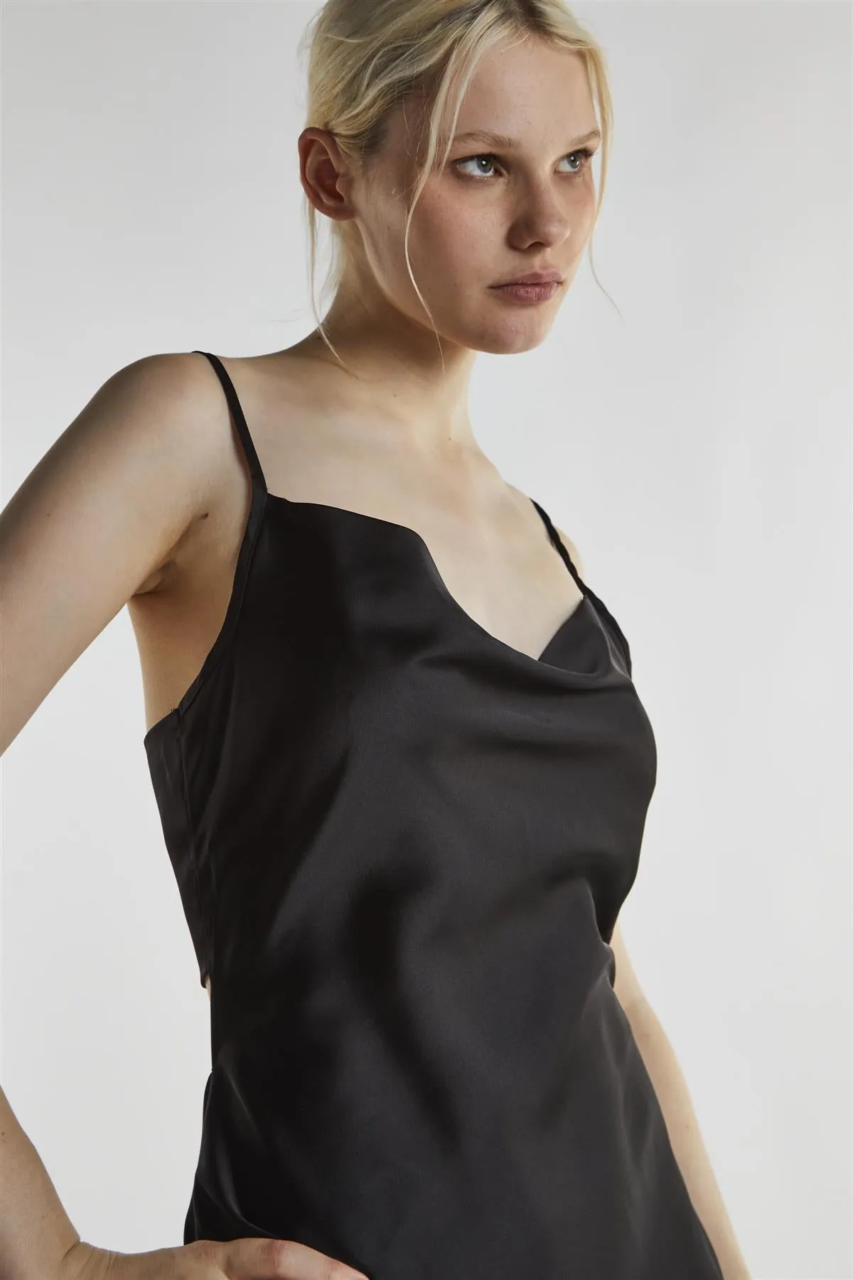 Black-Satin Tie-Back Mini-Dress sold by Glamorous product image thumbnail 4