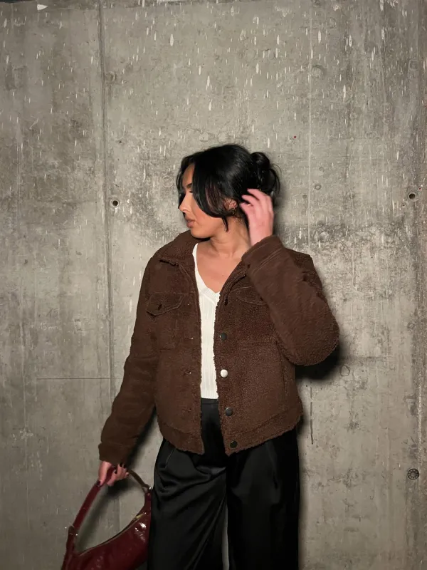 Brown Teddy-Bear Midi-Coat sold by Glamorous